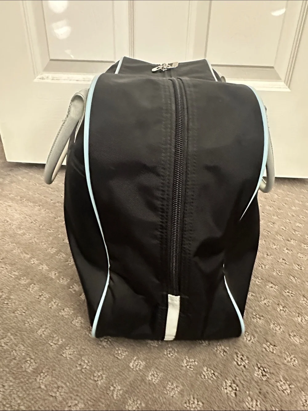 Vintage Puma black duffel bag with light blue trim
